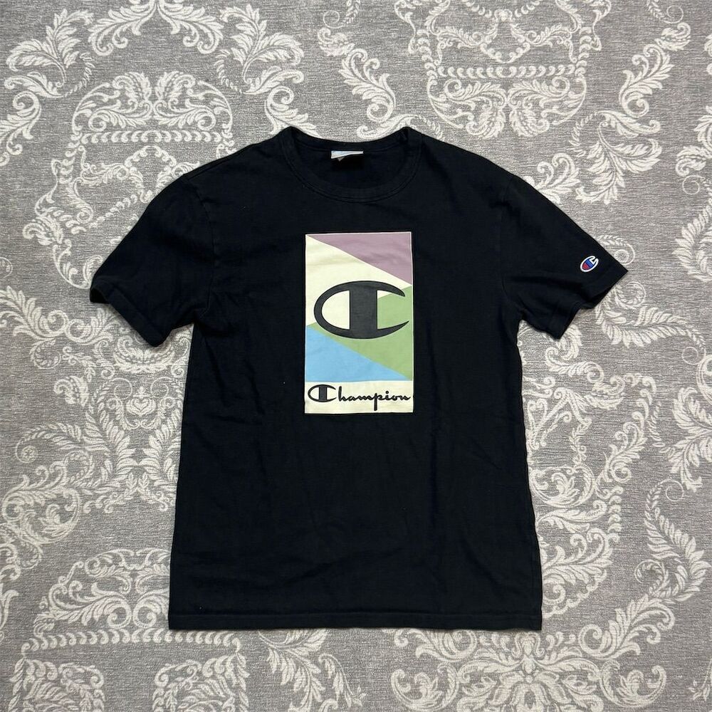 Champion Men's Black Box Logo Graphic T-Shirt Size S
